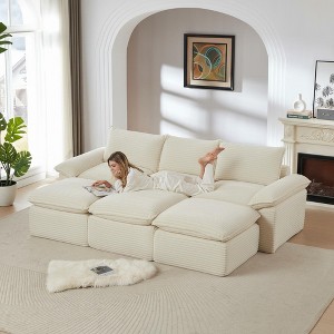 111'' Corduroy Cloud Modular Sectional Sofas with High-Density Sponge Seat and Freely Combinable Design - 1 of 4