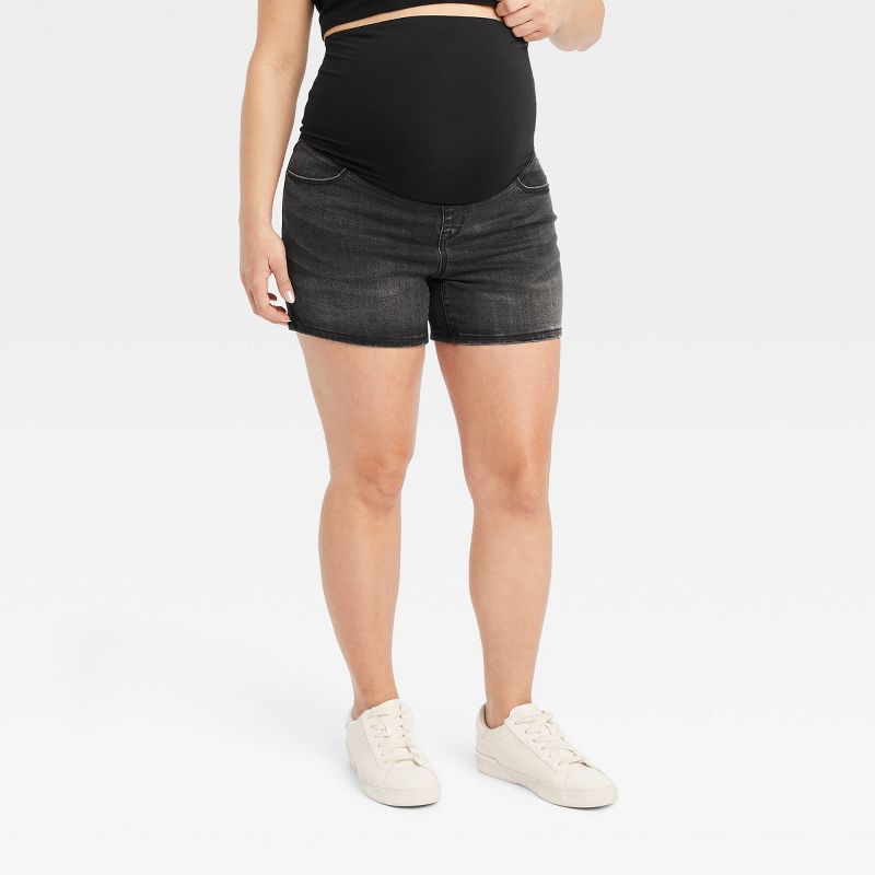 Over Belly Midi Maternity Jean Shorts - Isabel Maternity by Ingrid & Isabel™, 1 of 6