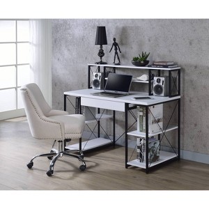 HomeStock Lexi Desk with Drawer and Charger Grey - 1 of 4