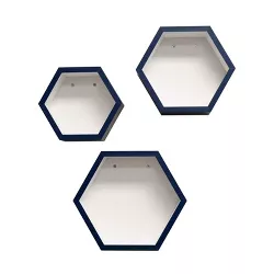 8" x 10" x 12" Set of 3 Hexagon Shelves for Kids' Room - InPlace