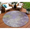 Purple And Olive Green Abstract Washable Indoor Outdoor Area Rug - 2 of 4