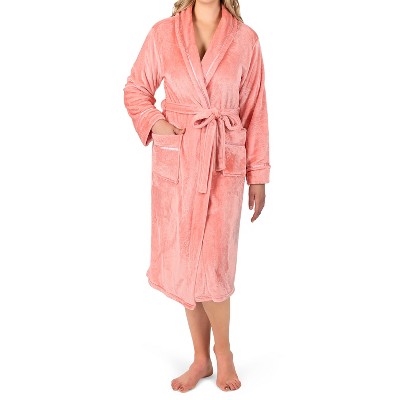 PAVILIA Fleece Robe For Women, Plush Warm Bathrobe, Fluffy Soft Spa Long Lightweight Fuzzy Cozy, Satin Trim