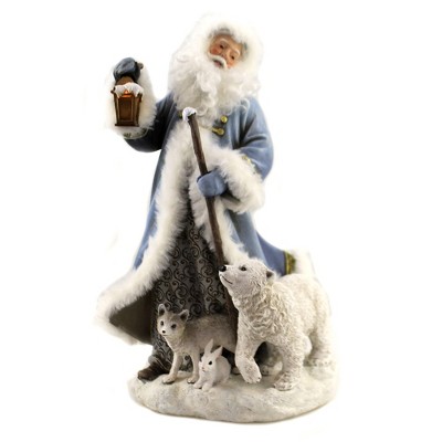 Christmas 10.75" Santa With Polar Bear Figurine Woodland  Bear Fox Rabbit  -  Decorative Figurines