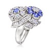 Ross-Simons 2.70 ct. t.w. CZ and 1.10 ct. t.w. Simulated Tanzanite Floral Ring in Sterling Silver - 3 of 4