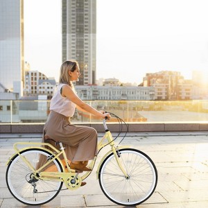 DSVIMOY Bicycles, 24 Inch Ladies Bicycle with Adiustable Seat, Commute Bicycle for Women Ladies, Yellow, 62.2"*23.62"*40.16" - 1 of 4