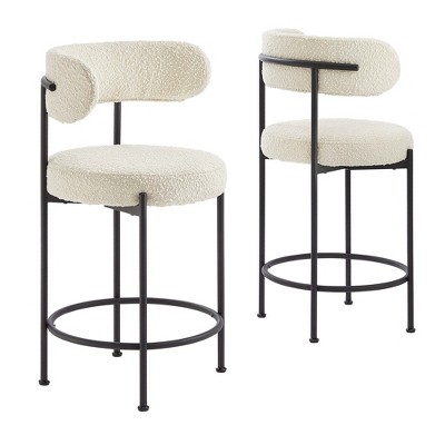 Modway Albie Boucle Fabric Counter Stools - Set of 2
