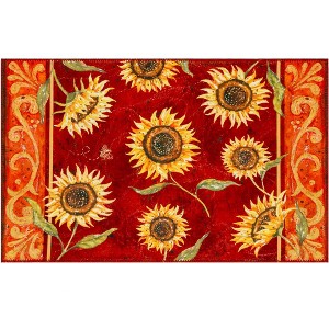 Olivia’s Home Provencial Sunflowers Doormat – 22"x32" Indoor Rectangle Polyester Mat with Rustic Yellow Floral Design - 1 of 3