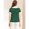 Allegra K Women's Contrast Doll Collar Polka Dots Short Sleeves Blouse - 3 of 4
