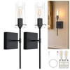DORESshop 3 in. 1-Light Matte Black Dimmable Wall Sconce Set of 2, Wall Lamps with Cylinder Clear Glass for Bedroom, Hallway - 2 of 4