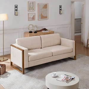79" Modern 3-Seater Sofa, Solid Wood Legs, Sleek Design, Durable Frame, Living Room & Office,White -- Frevyn - 1 of 4