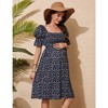 Women's Maternity Dress Floral Square Neck A Line Fashion Dress Short Sleeves Maternity Dress for Photography - 4 of 4
