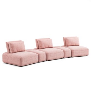 HOMES: Inside + Out 5pc Povoa 159" Modular Curved Sectional Sofa Modern Chenille with Extendable Backrest Pink - 1 of 4