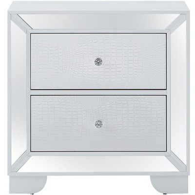 Passion Furniture Hollywood Hills 2-Drawer White Nightstand (28 in. H x 28 in. W x 17 in. D)