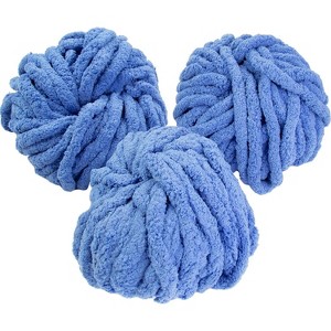 iDIY Chunky Yarn 3 Pack Skeins (72 Yards) - Indigo Blue - Fluffy Chenille Yarn Perfect for Soft Throw Blankets, Knitting, Crocheting and DIY Crafts! - 1 of 4