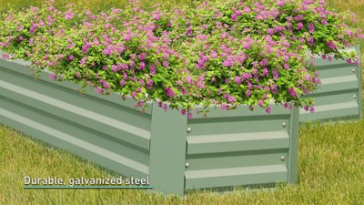 L-Shaped Silver Galvanized Steel Raised Garden Bed