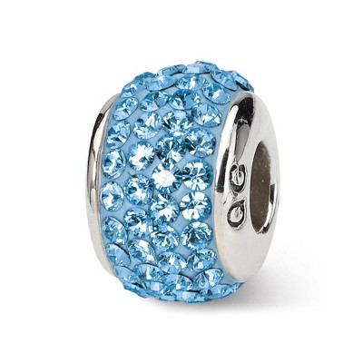Black Bow Jewelry Sterling Silver with Light Blue Crystals March Birthstone Bead Charm