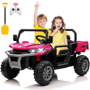 JOYRACER 24V Kids Ride on UTV with Remote Control, 2 Seater 2x200W Ride on Dump Truck For Big Kids, Rose - 1 of 4