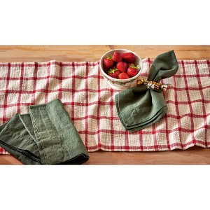 tag Farmhouse Check Red and Beige Cotton Table Runner, 72 in. - 1 of 2