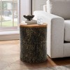 LuxenHome Black and Gold Hammered Iron Metal Table with MDF Wood Top Multicolored - 2 of 4