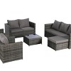 Outdoor Furniture Set, 5 Pcs Rattan Wicker Sofa Set with Tempered Glass Coffee Table, Armrest  Sofas with Cushions and Pillows-Coolbibila - 4 of 4