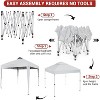 Acekool 10x10 Pop Up Canopy Tent, Commercial Instant Outdoor Shelter with Wheeled Bag & Sandbags, Sun Shade for Camping, Beach, Parties, White - 3 of 4