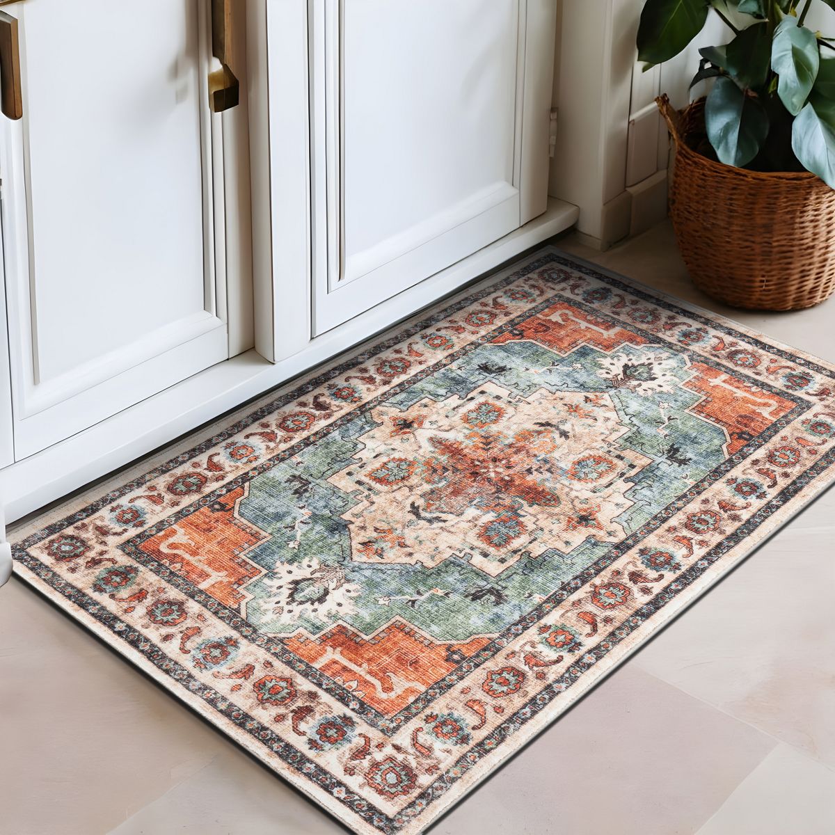 World Rug Gallery Transitional Medallion Washable Non Slip Area Rug: Stain & Fade-Resistant, Low Pile, Pet Friendly - thumbnail 7