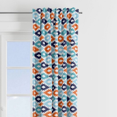 Bacati - Liam Aqua/Orange/Navy Kilim Curtain Panel