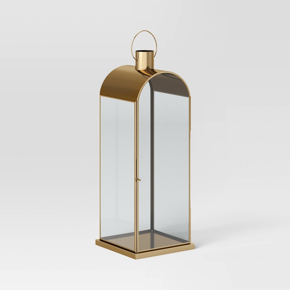 Photos - Figurine / Candlestick Tall Metal Lantern Gold - Threshold™