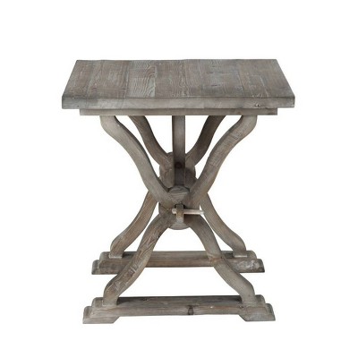 Elegant Farmhouse Colette Side Table in White Wash Reclaimed Wood