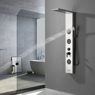 Black Nickel 57.99'' Shower Panel with Rainfall and Body Jets