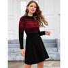 Women Long Sleeve Knitted Crewneck High Waist A-Line Cute Mini Sweater Dress Ugly Black XL - 2 of 4