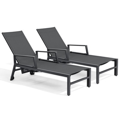 Crestlive Products Chaise Lounge Chair Outdoor Set of 2 Adjustable 4 Positions Pool Tanning Recliner Outdoor Lounge Furniture
