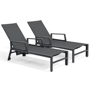 Crestlive Products Chaise Lounge Chair Outdoor Set of 2 Adjustable 4 Positions Pool Tanning Recliner Outdoor Lounge Furniture - 1 of 4