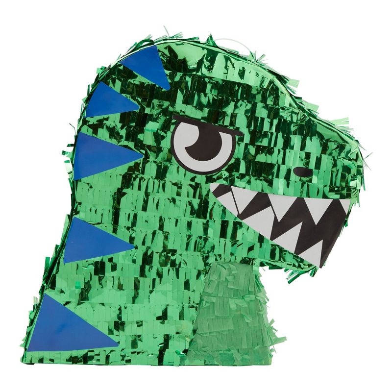 Blue Panda Dinosaur Pinata for Boys Birthday T-Rex Themed Party Supplies, Green Foil Dino Decorations (Small, 11.7 x 3.0 x 15.7 In), 3 of 8
