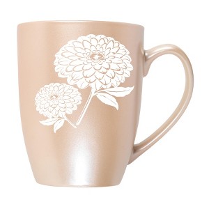 Elanze Designs Botanical Floral Nature Coffee Cup Mug 10 Ounce Ceramic With Shimmery Metallic Finish Elegant Minimalist Zinnia Flower Silhouette - 1 of 4