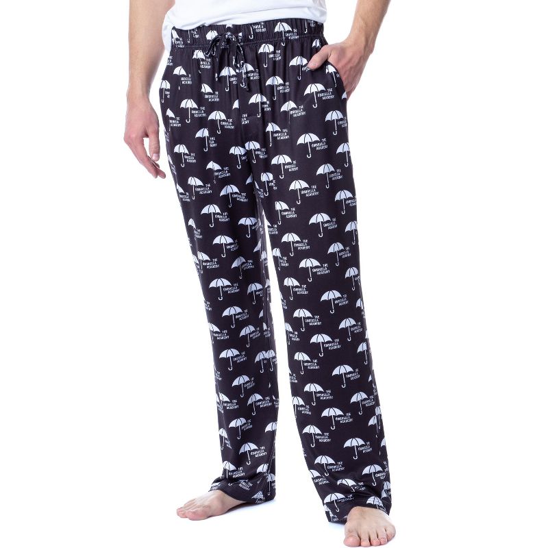 The Umbrella Academy Mens' TV Series Logo Icon Tossed Print Pajama Pants Black, 1 of 6