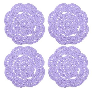 Unique Bargains Cotton Embroidered Lace Vintage Coasters 4 Pcs 3.94" - 1 of 4
