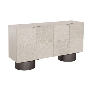 Treasure Trove Accents 4 Door Credenza Canyon Echo White: Art Deco Glam, Ash Surface, MDF Frame - 1 of 4