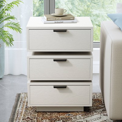 WOWLIVE 3 Drawer Nightstand with Rotating Drawers, Modern Wood Bedside Table for Bedroom Living Room, Small Dresser
