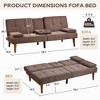 Futon Sofa Bed-Leather Small Futon Couch, Futon Lounge Sofa, Futon Convertible with Cup Holder - 4 of 4