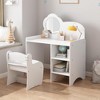 KWPZQEB Kids Vanity Table and Chair Set, Girls Vanity Set with Chair & Storage Shelves, Study and Activity Table for Girls and Boys - White - 4 of 4