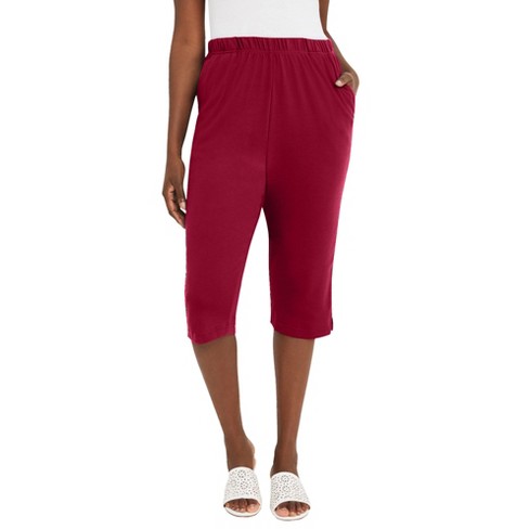 ellos Women's Plus Size Seamed Capris - 18, Red