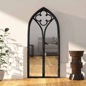 Aghana Digitals Gothic Arch Wall Mirror, 39.4x17.7in Antique Black Iron & Glass, Indoor Decor for - 1 of 4