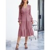 Coolmee Women's Bohemian Dress Casual Long Sleeve V Neck Dress Floral Flowy Maxi Dresses Tiered Cocktail Dress - 2 of 4