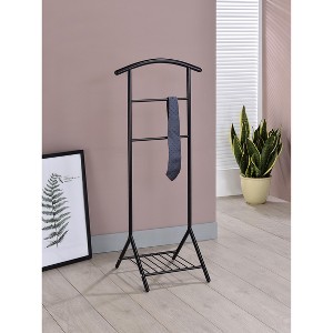 Kings Brand Furniture - Amos Black Metal Wardrobe Suit Valet Stand Organizer, Clothes Rack, Contour Hanger, Trouser Shoe Rack - 1 of 4