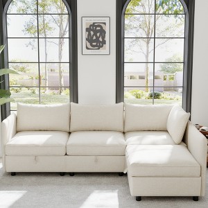 98.5" Modular L-shaped Sectional Sofa with Storage Seat, 4-piece Free Combination - 1 of 4