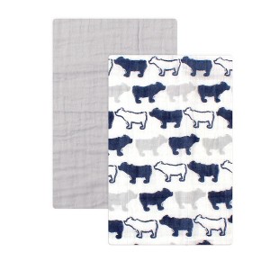 Yoga Sprout Baby Boy Cotton Muslin Swaddle Blankets, Bear, One Size - 1 of 1