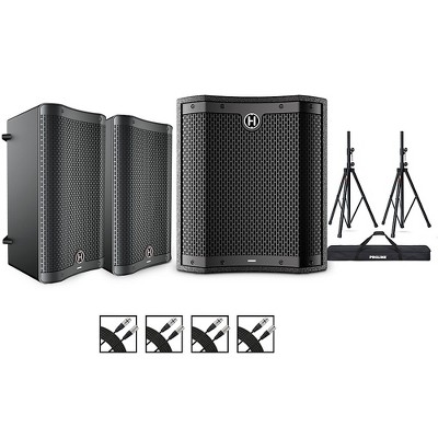 Harbinger VARI V2410 10" Powered Speakers Package With VS12 12" Subwoofer, Stands & Cables, 10" Mains