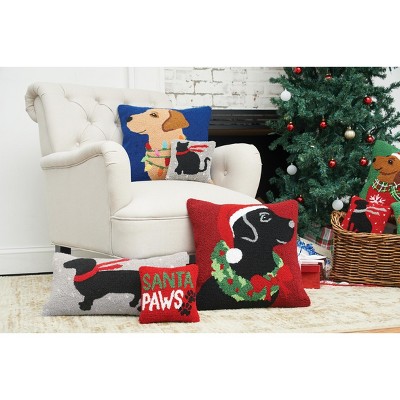 Festive Red and White Cotton Christmas Throw Pillow