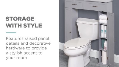 White Adjustable Over-the-Toilet Storage Cabinet with Doors